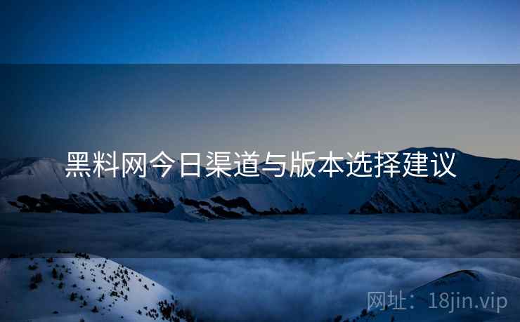 黑料网今日渠道与版本选择建议